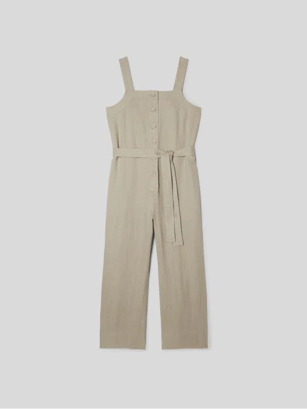 EVERLANE Linen Jumpsuit in Seagrass Beige